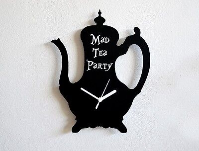 Mad Tea Party Alice In Wonderland Tea Pot Silhouette Wall Clock Ebay