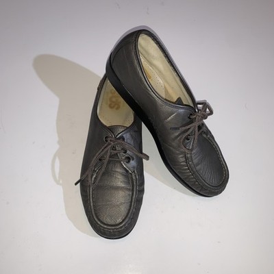SAS Siesta Shoes Womens Size 10 Gray Leather Lace Up Comfort Made USA Walking