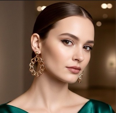 Louis Dell'Olio Rose Gold Curb Chain Hoop Clip On Earrings 2'' Chunky Statement