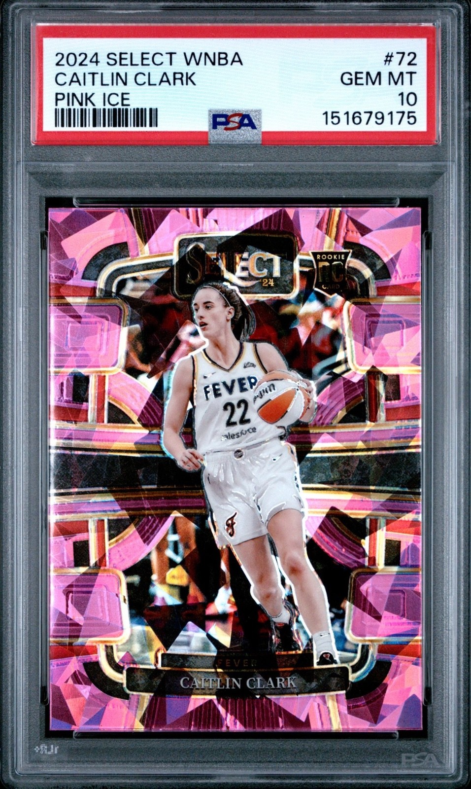 2024 Panini Select WNBA Caitlin Clark Pink Ice Prizm Rookie #72 PSA 10 Gem Mint