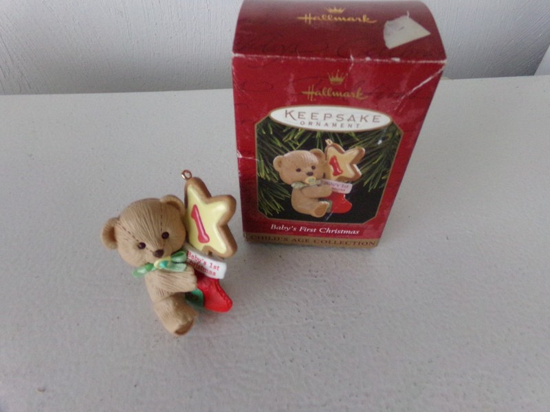 Hallmark Collectible Ornament 1997 BABY'S FIRST 1st CHRISTMAS BEAR Stocking Box