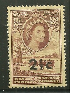 BECHUANALAND PROTECTORATE 171 MNH ELIZABETH II, CATTLE, OVERPRINT