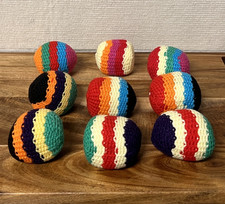 Handwoven Multi-Color Crochet Hacky Sack Footbag  Kick Ball Juggling Toy
