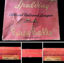 1950 SPALDING OFFICIAL NATIONAL LEAGUE  EMPTY BASEBALLS CARRY BOX SIZE: 12" x 9"