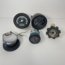 Lot 5 Vintage Marine Boat Parts Tach Light Fuel Gauge Cap Medallion Steampunk
