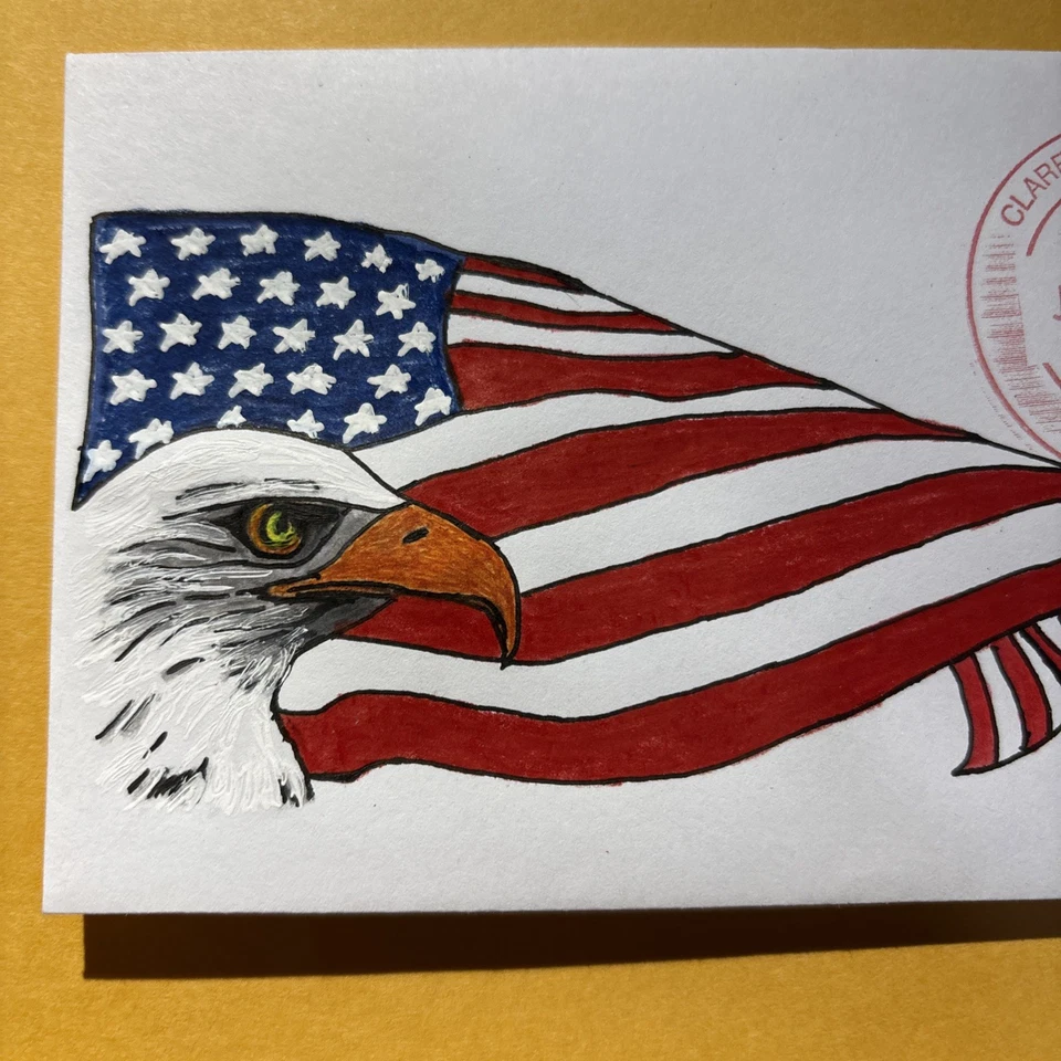 2025 US Flag Forever Stamp C110 American Eagle & US Flag FDC/OOAK - Image 2 of 4