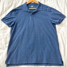 Old Navy Blue Built-In Flex Polo Shirt Men s Large Short Sleeve Cotton Blend