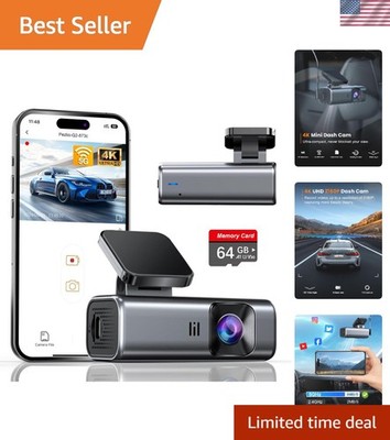 4K Dash Cam Front, Built-in 5G WiFi, 64GB Card Included, Dash Camera for Cars...