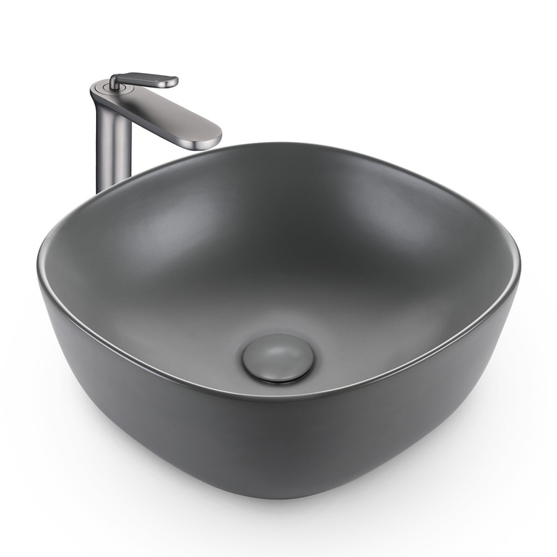 Aquaterior Bathroom Above Counter Ceramic Vessel Sink Single Handle Faucet Kit