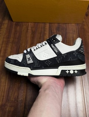 Louis Vuitton Trainer Monogram Denim Black White Men Sneakers