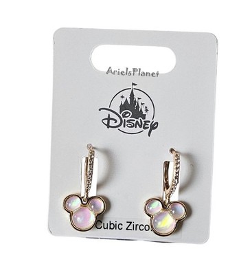 2026 Disney Parks Mickey Mouse Cubic Zirconia Pink Dangle Earrings