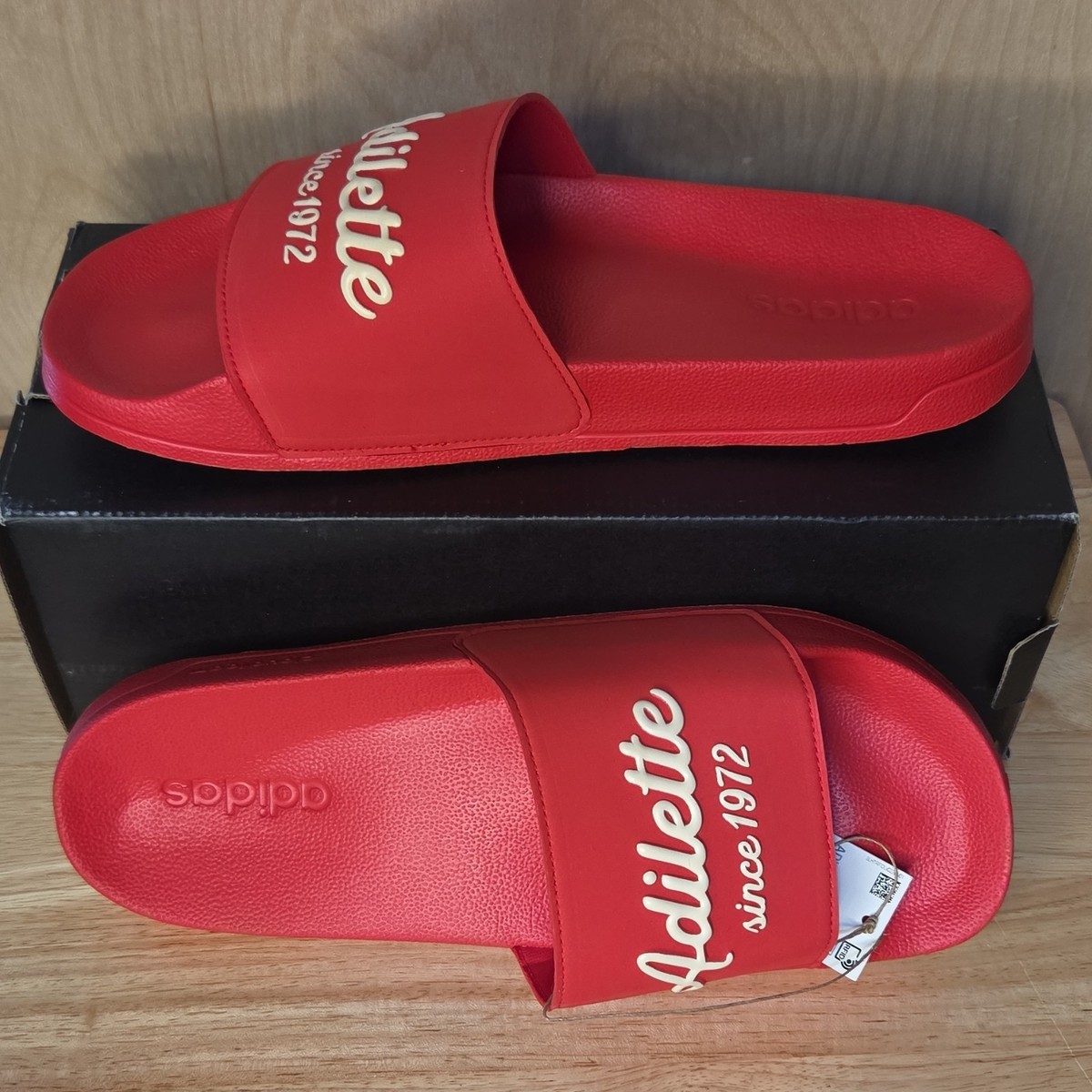 adidas Adilette Shower Men's Slip-On Slide Sandals Red US 13