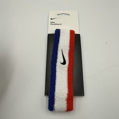 Nike Headband OSFM Unisex Blue White Red Striped Swoosh Logo New Tennis Fitness