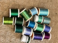 Lot of 16 Spools Thread Dual Duty All Purpose Hunter Green Blue Aqua Teal Sewing