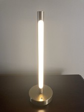 Modern Gold LED Adjustable Table Lamp Tube Shade Brushed Metal 16" Height