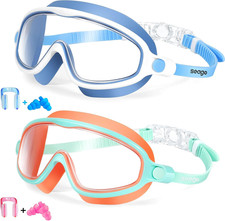 Swim Goggles 2 Pack Anti-Fog Anti-Uv Wide View Swimming Goggles for Kids 3-14