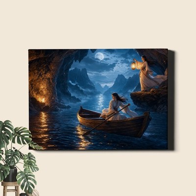 Mythological fantasy narrative Canvas Print, dramatic storybook style painting