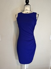 Bisou Bisou Womens 6 Royal Blue Ruched Sheath Dress Sleeveless Cocktail