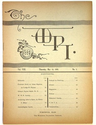 Worcester Polytechnic Institute Magazine Vol. 8 #3 GD- 1.8 1892 Low Grade