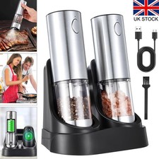 Electric Salt Pepper Grinder Mill Shaker Automatic LED USB Rechargeable Kitchen