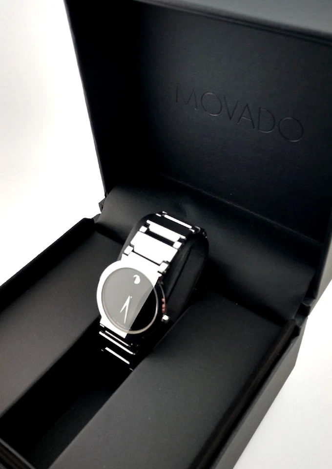 Reloj Movado Valor para hombre de carburo de tungsteno con esfera negra modelo #89.C6.1871~ ¡Excelente! Foto 4 de 4