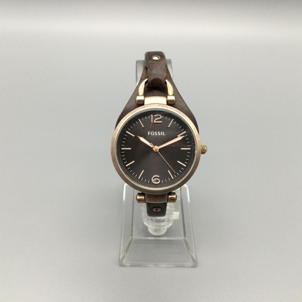 Fossil Georgia Gunmetal/Goldtone Women\'s Watch Roman numerals have always symbolised timeless elegance in  main image 4