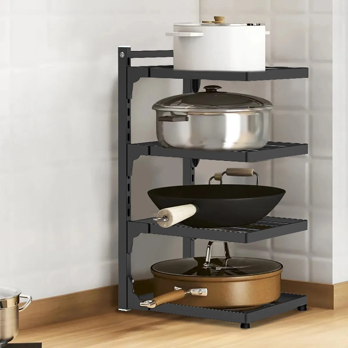 Adjustable Kitchen Storage Rack 2-4 Tier Under Sink Pot Shelf Organizer.
Opens in a new window or ta