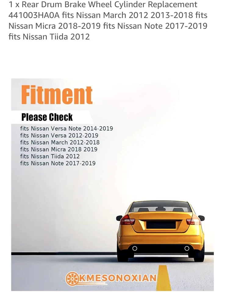 1 x Repuesto de cilindro de rueda de freno de tambor trasero 441003HA0A para Nissan marzo 2012 Foto 2 de 2
