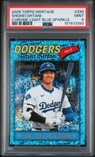 2026 TOPPS HERITAGE CHROME-LIGHT BLUE SPARKLE #290 SHOHEI OHTANI PSA 9