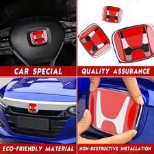 Genuine Style 2pc Front 75700s5te11 Rear 75701smte00 Red Emblem Steering Emble