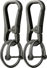 Metal Keychain Clip with Key Rings and D Ring, Heavy Duty Carabiner Key Chain Ho