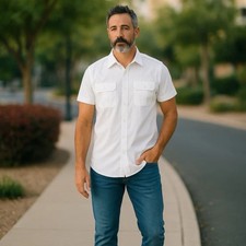 New Brooks Brothers Pilot United Airlines White Mens Size 15 Shirt Short Sleeve