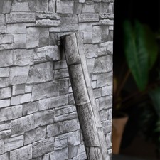 Faux 3D Stone Grey Brick Wallpaper Roll, 17.7"x118" Peel Stick