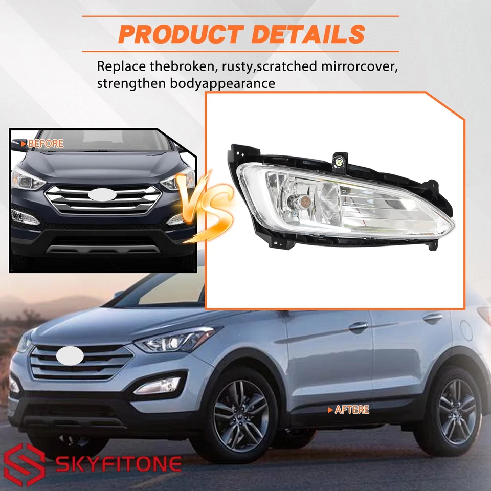 Fog Light Front Passenger Side For Hyundai Santa Fe Sport 2013 2014 2015 2016 - Image 3 of 4