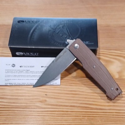 Viper Keeper 2 Pocketknife Brown Micarta SS Cleaver Plain Manual Frame Clip