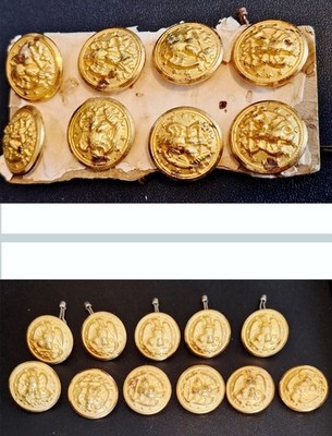 19 US Navy Brass Buttons Lot Waterbury & Hilborn-Hamburger With Cotter Pins