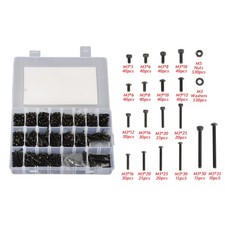 1590-Piece M3 Screw Kit with Hex Button & Socket Head Bolts, Nuts, and Washers