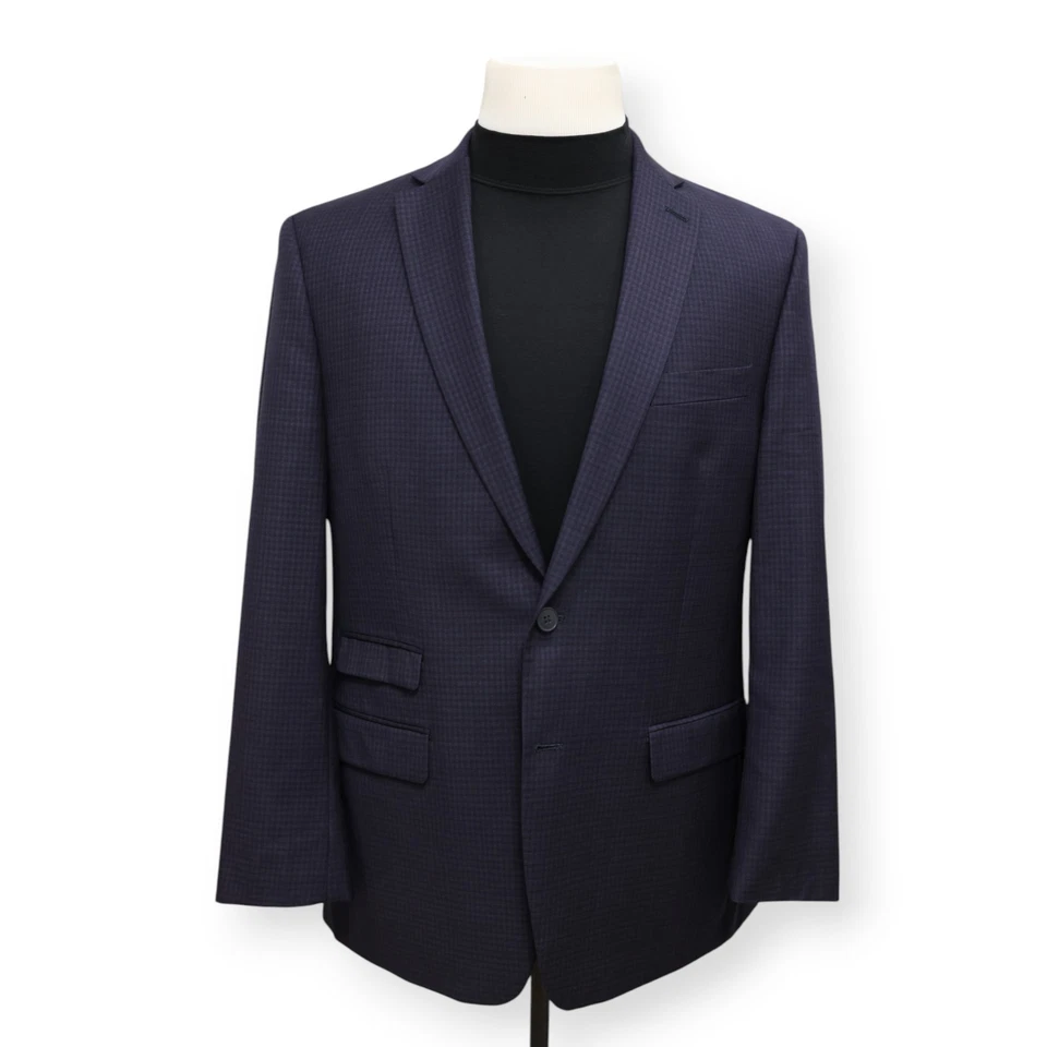 CALVIN KLEIN Hombre Azul Negro Cuadros Dos Botones Abrigo Deportivo Traje Chaqueta Blazer 42 R Foto 2 de 4