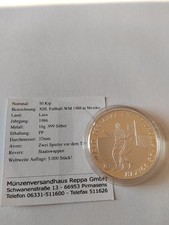 50 Kip Laos 1986  -  Fu&szlig;ball WM 1986 Mexico  -  Silber 999