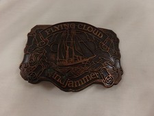 Vintage Flying Cloud Windjammer Ship Copper Tone Belt Buckle