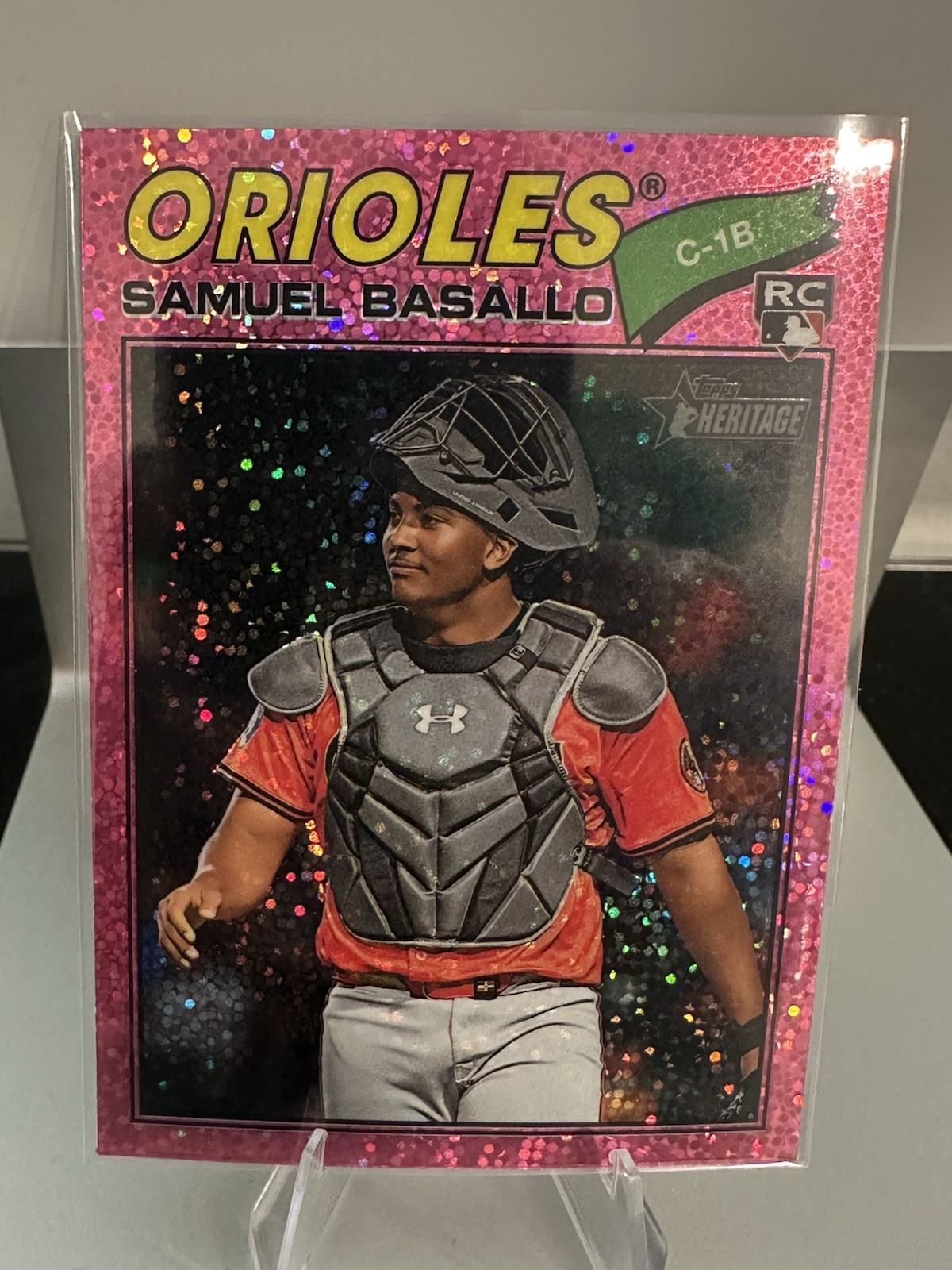 2026 Topps Heritage Chrome Pink Sparkle Refractor Samuel Basallo #175 Orioles