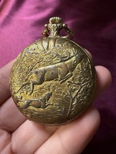 Vintage Arnex 17 Jewel Incabloc Swiss Pocket Watch Gold Plated - Hunting Scene