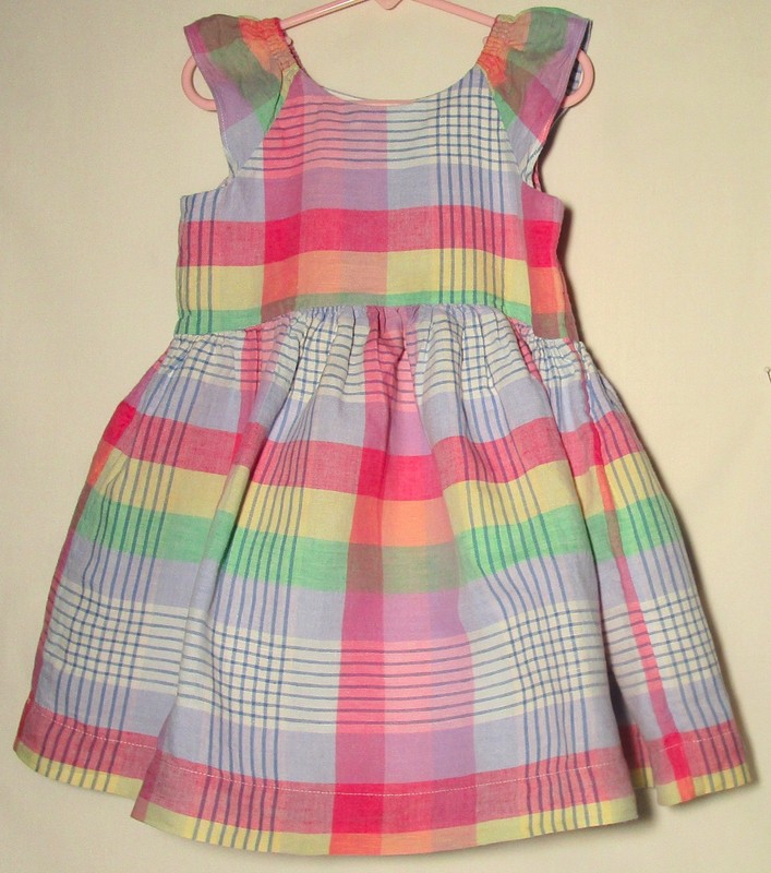 baby Gap Madras plaid summer dress cap sleeves fully lined cap sleeves size 4