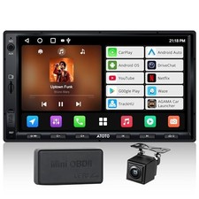 Double Din Car Stereo  Backup Camera with Wireless CarPlay, Android Auto