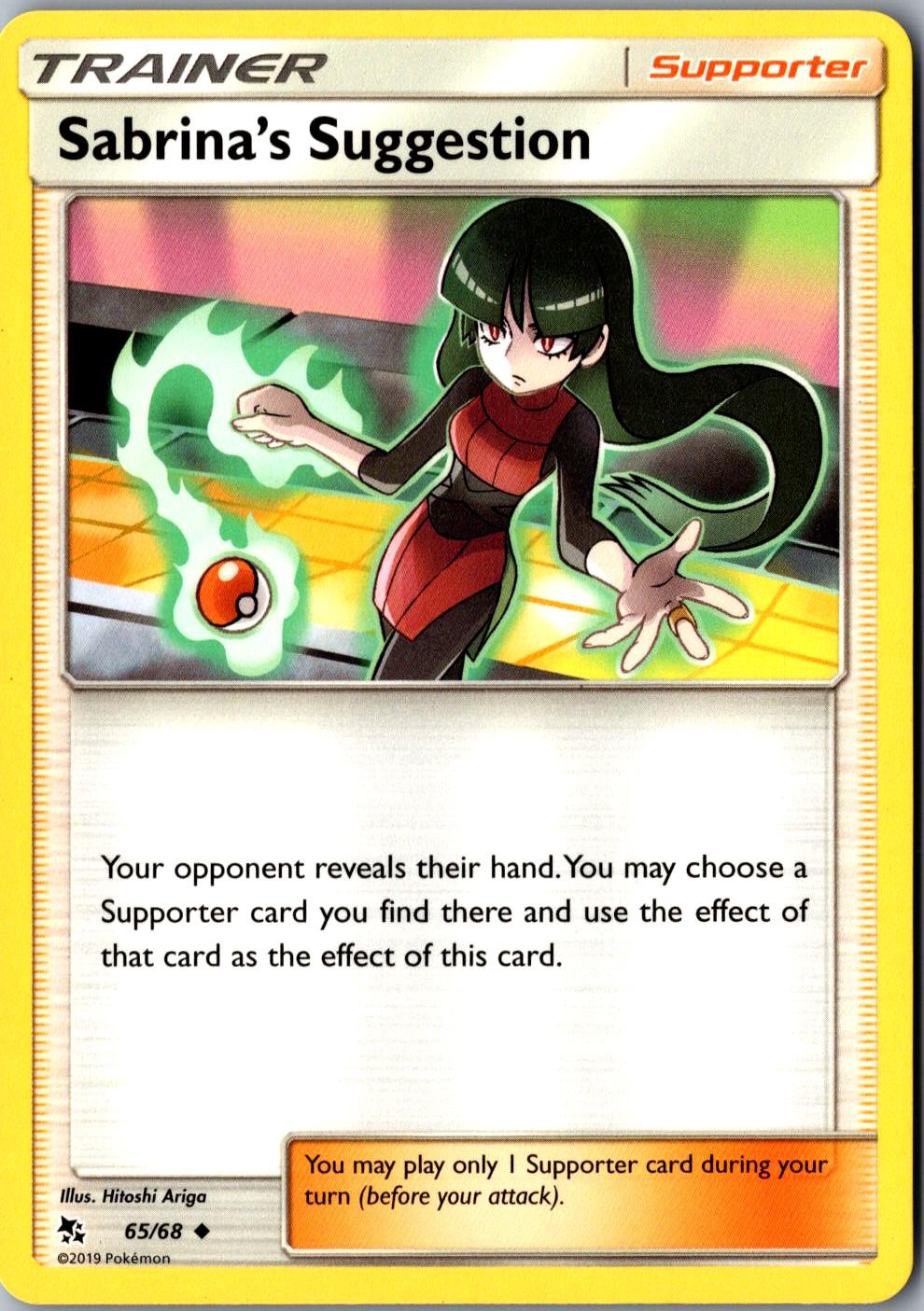 Sabrina's Suggestion 65/68 Uncommon Hidden Fates LP Pokemon Card