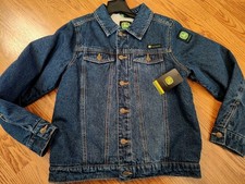 NEW Youth John Deere Denim Trucker Coat Sherpa Lined Jacket Youth L 10-12 