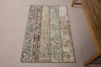 2,4x3,8 ft Turkish Rug, Vintage Rug, Blue Abstract Wool Rug