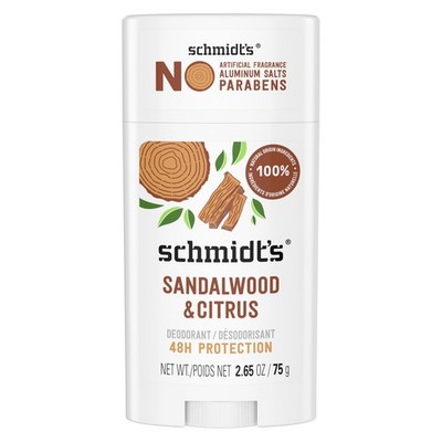 Schmidt's Aluminum-Free Vegan Deodorant Sandalwood & Citrus Women and Men, 24...