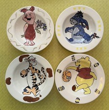 4 hand painted Winnie the Pooh porcelain bowls - Eeyore Tigger Pooh Piglet