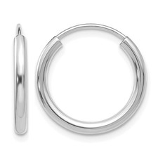 14k White Gold Polished Endless 2mm Hoop Earrings 0.73g Perfect Gift for Her